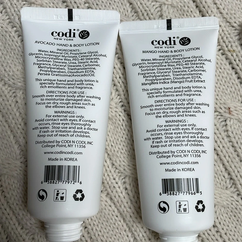 NWOT Codi NY Hand & Body Lotion- set of 3. Avocado/Mango/Green Tea 3.3 oz each.